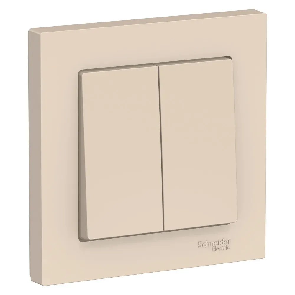 Выключатель двухклавишный ATLASDESIGN схема 5 10АХ в сборе бежевый SE (Потенциал) ATN000252