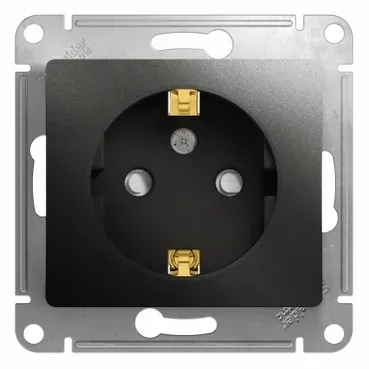 GLOSSA Розетка с заземлением со шторками антрацит в рамку SE (Потенциал) GSL000745
