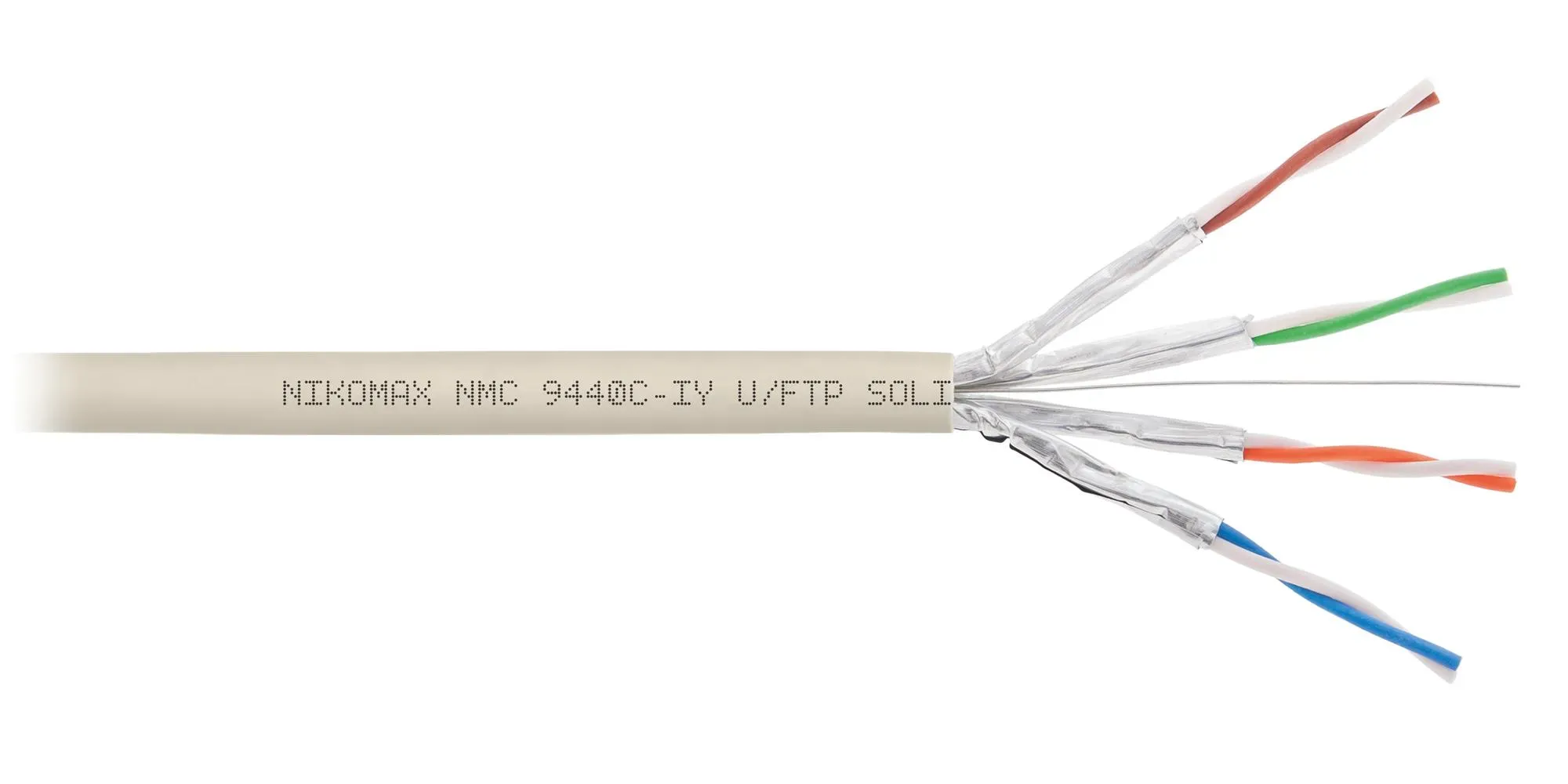 Витая пара U/FTP 4 пары Кат 6 solid BC AWG23 (0.57мм) IN нг(А)-LSLTx светло-серый 305м