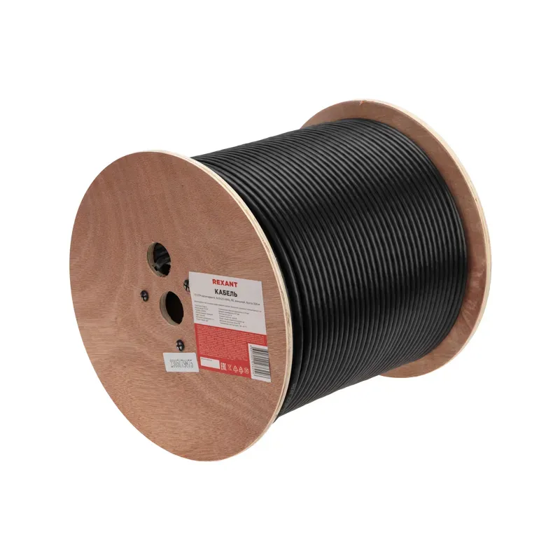Кабель витая пара F/UTP, CAT 6, PE, 4PR, 23AWG, OUTDOOR, SOLID, черный, 305м