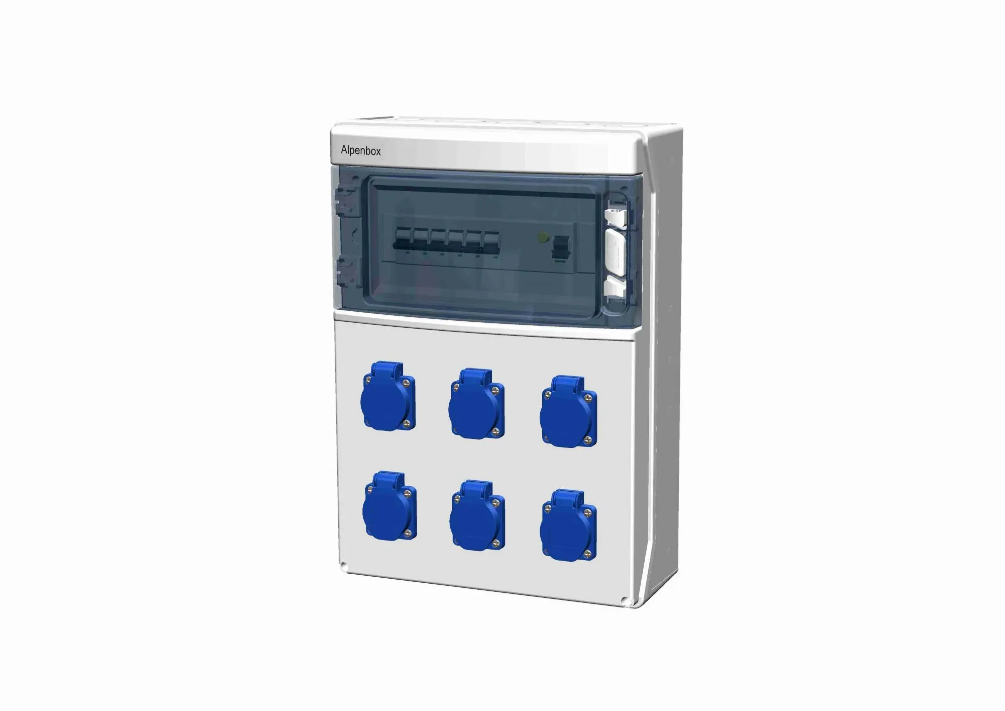 Устройство распределительное 00 6хSHUKO16А250В с защитой, вход УЗО, 310x436x148, настенное, пластик, IP54 AlpenBox 00-00009691