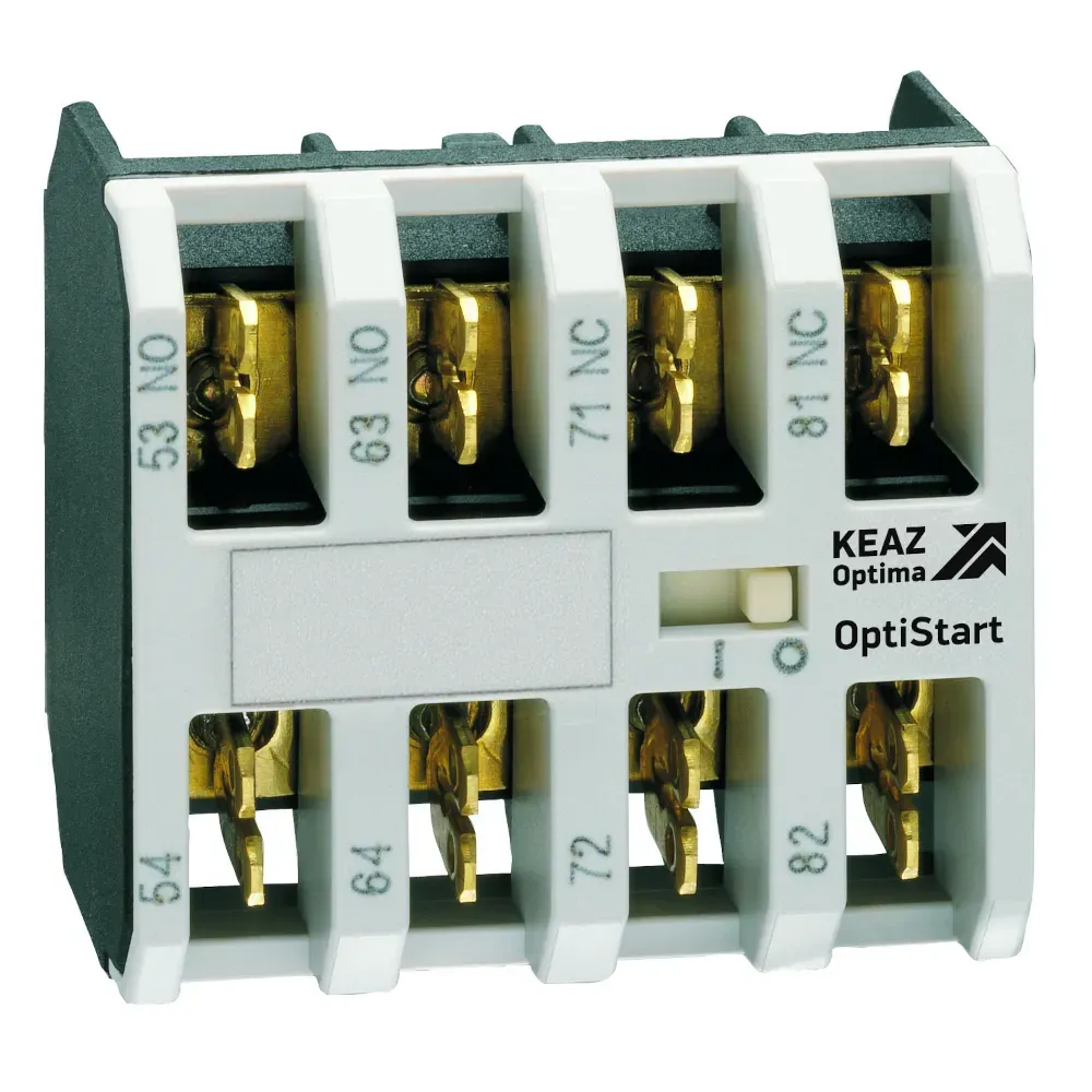 Блок контактный OptiStart K-MX-1040 фронтальный 4НО, клеммы фастон, для мини-контакторов M КЭАЗ Optima (от-ка) 335877
