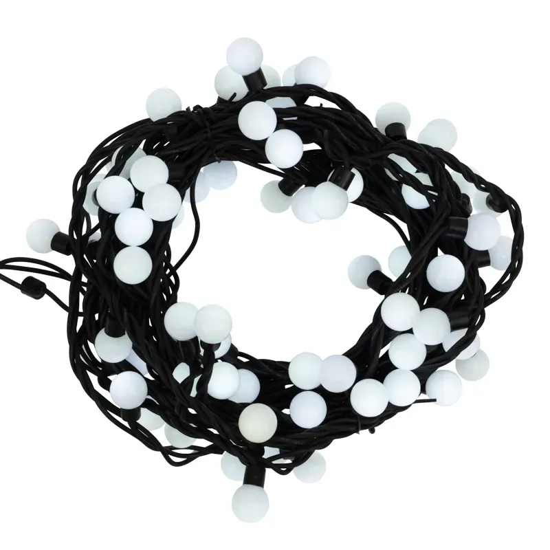 Гирлянда светодиодная мультишарики 23мм 10м 80LED тёплый белый черный каучук IP67 постоянное свечение 230В Neon-Night 303-596