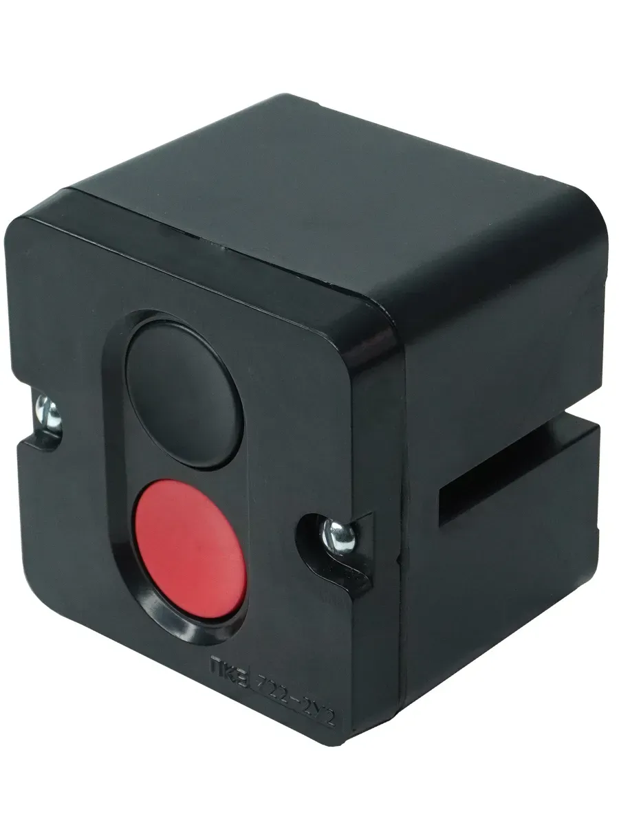 Пост управления ПКЕ 722 У2, 10А, 660В, чёрный и красный цилиндр, накладной, IP54 Электротехник ET523352
