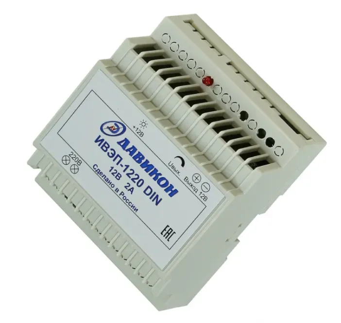 Источник вторичного электропитания на DIN рейку 12-14В 2А Давикон ИВЭП-1220DIN