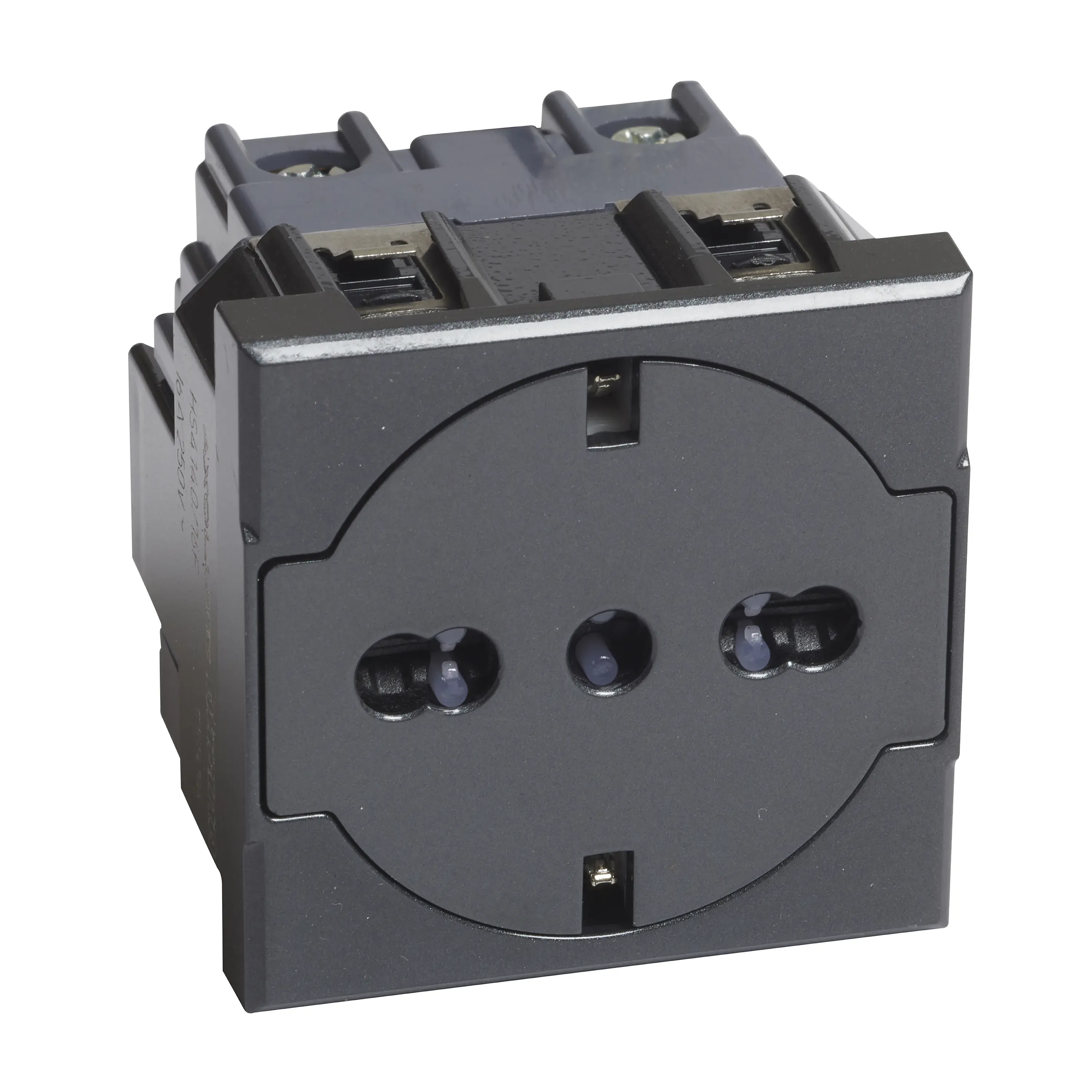 Розетка AXOLUTE 2К+З 16А 250В, немецкого/итальянского стандартов, с плоской лицевой панелью, цвет антрацит LEGRAND HS4140/16F