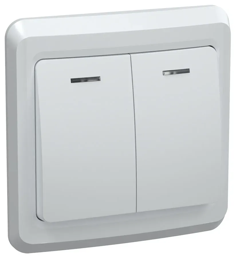 Выключатель ВС10-2-1-ВБ двухклавишный 10А с индикацией ВЕГА белый IEK EVV21-K01-10-DM