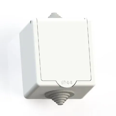 IP44 Розетка брызгозащищенная открытой установки с заземляющим контактом одноместная(16А) РА16-660, белая Кунцево 5906