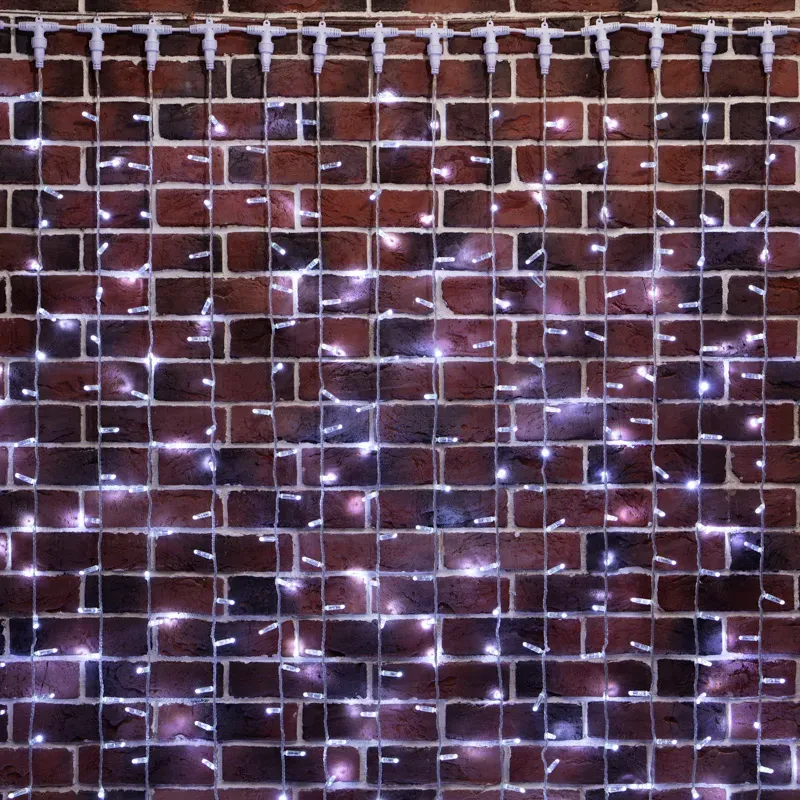 Гирлянда светодиодный Дождь 2х9м, постоянное свечение, прозрачный провод, 230 В, диоды белые Neon-Night 235-195