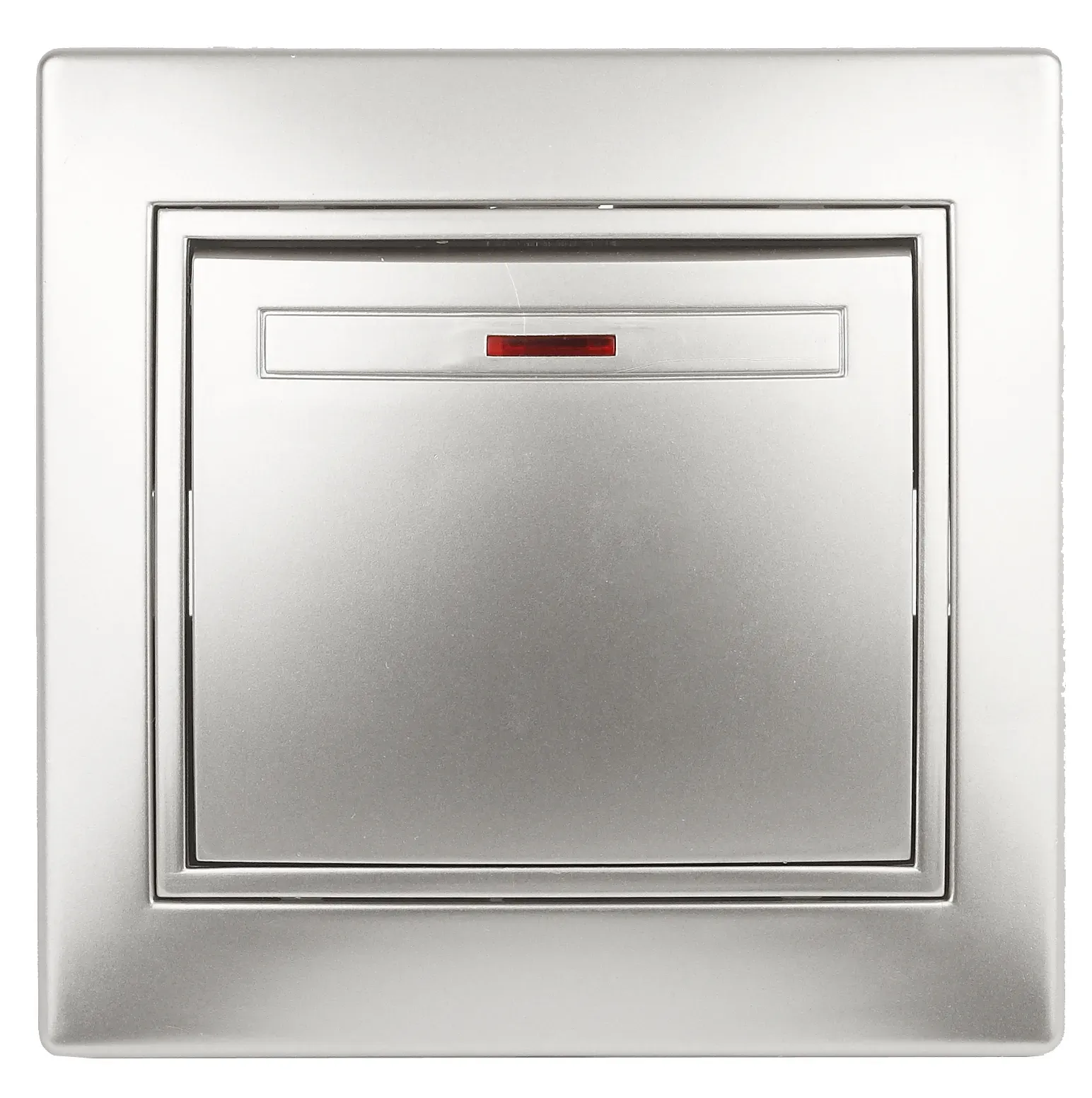 Выключатель Intro Plano 1-102-03 одноклавишный с подсветкой, 10А-250В, IP20, СУ, алюминий ЭРА Б0053731