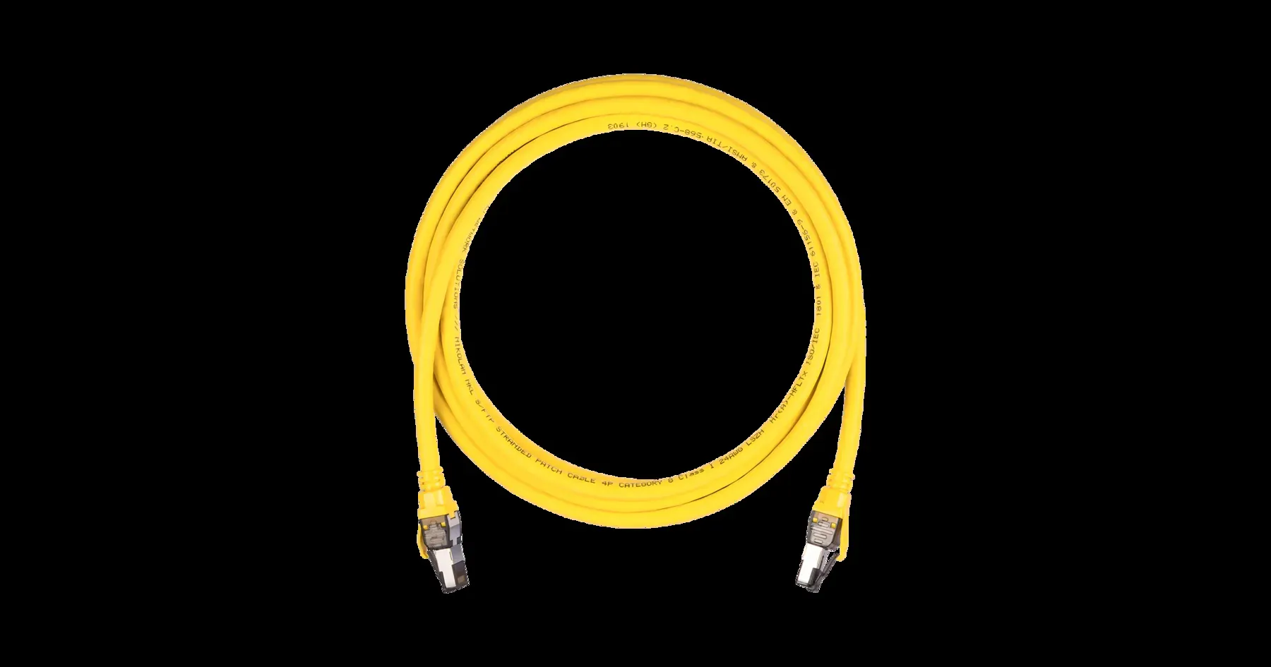 Патч-корд S/FTP 4 пары, Кат.8, 2хRJ45/8P8C, T568B, 7х0,195мм, LSZH, желтый, 5 м