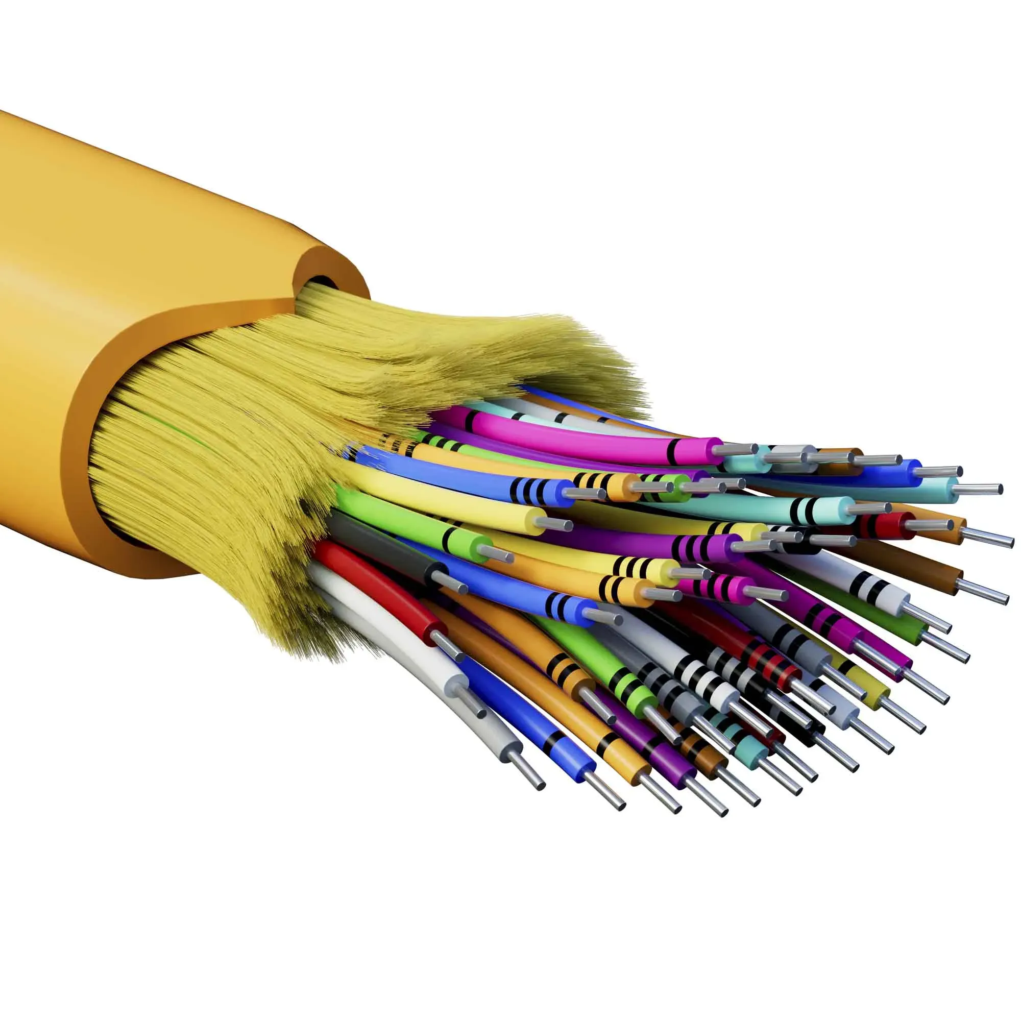 Кабель волоконно-оптический, распределительный, арамидные упрочняющие нити, для внутренней прокладки, нг(А)-HF, 48 ОВ, категорияOM2 (G.651.1) плотный буфер, 0,4 кН, барабан 2000 м