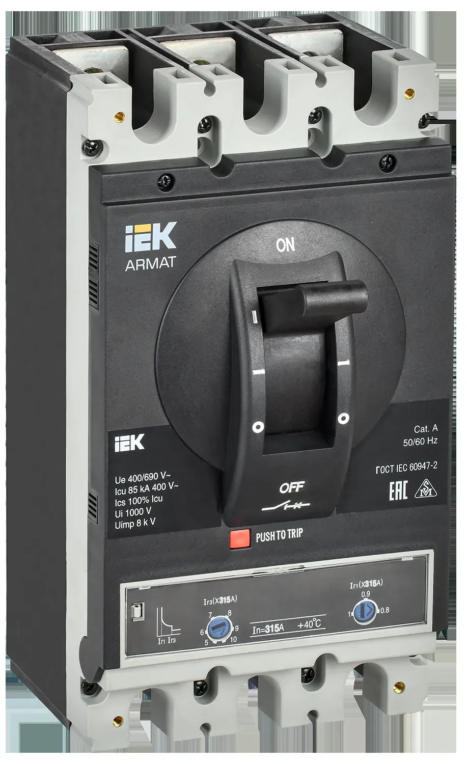 Armat автоматический выключатель в литом корпусе 3p типоразмер h 85ка 315а расцепитель термомагнитный регулируемый IEK AR-MCCB-3H-085-0315A-ATUC