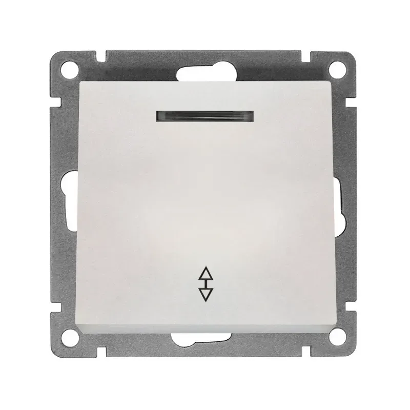 Выключатель одноклавишный проходной с подсветкой серия Афина, с/у, 10А, 220В, жемчуг (еврослот) Универсал A0125-OBr