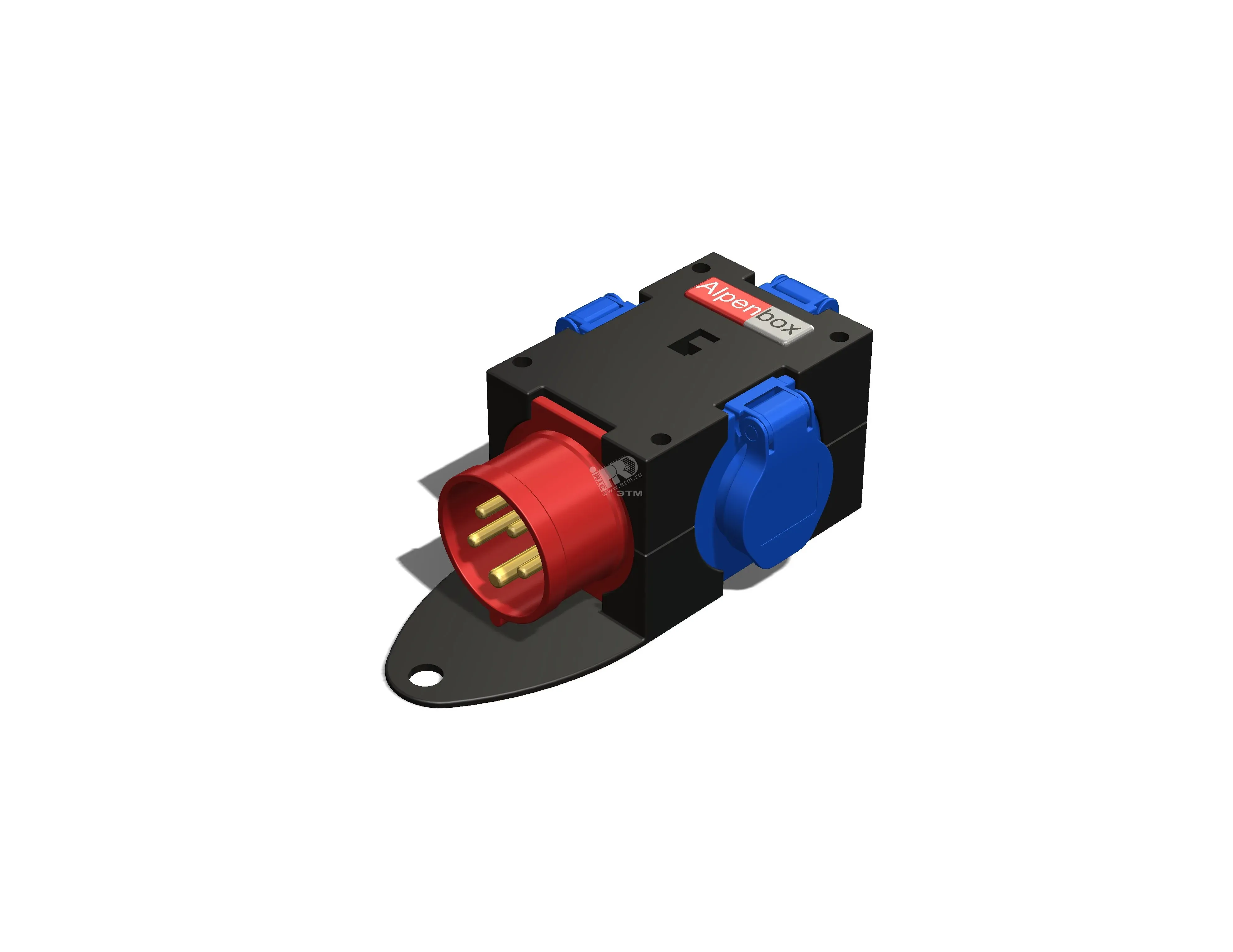 Устройство распределительное переносное пластик IP44 16A корпус 78х195х80 черный AlpenBox 00-00010867