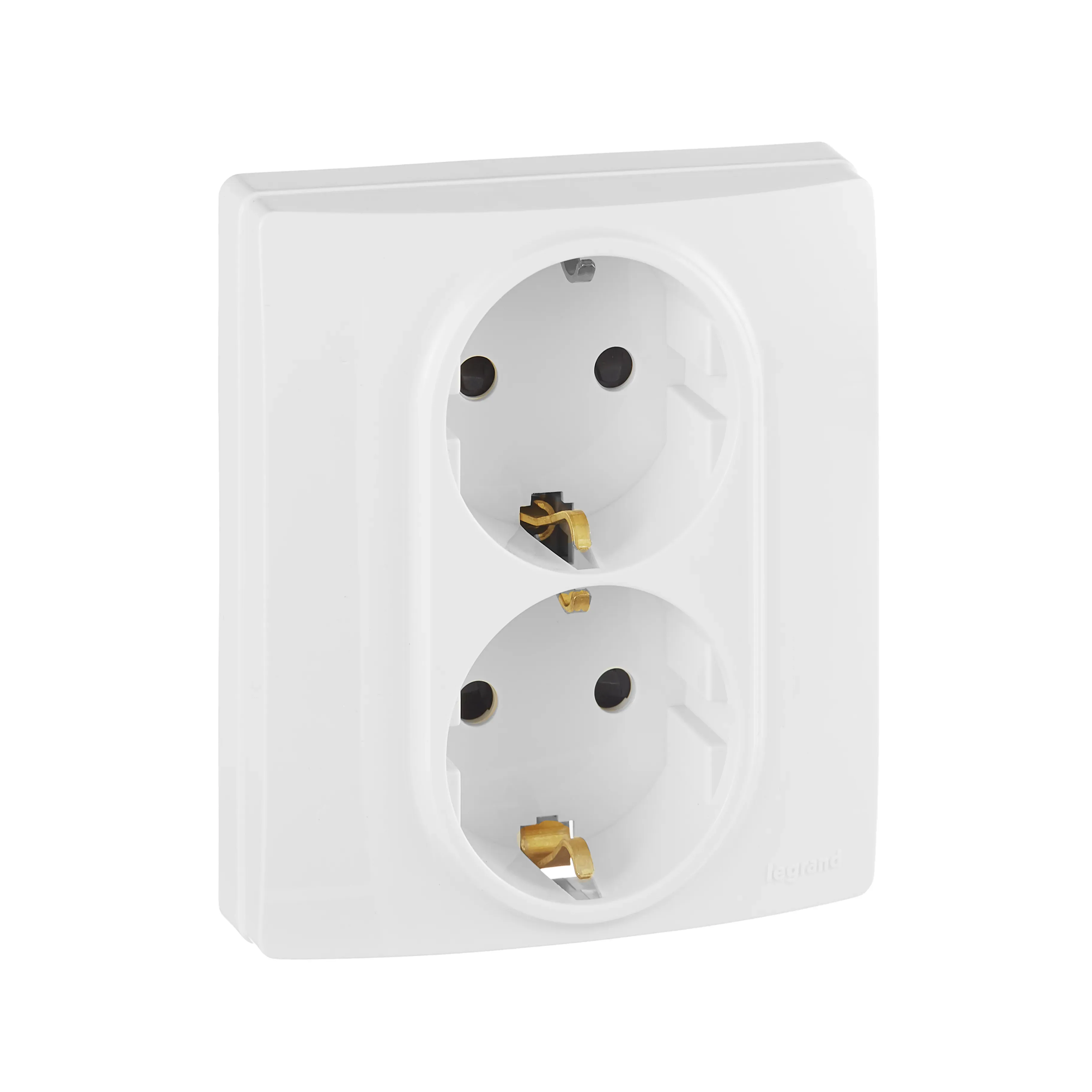 ETIKA Розетка двойная с заземлением со шторками белая автоматические зажимы LEGRAND 672233