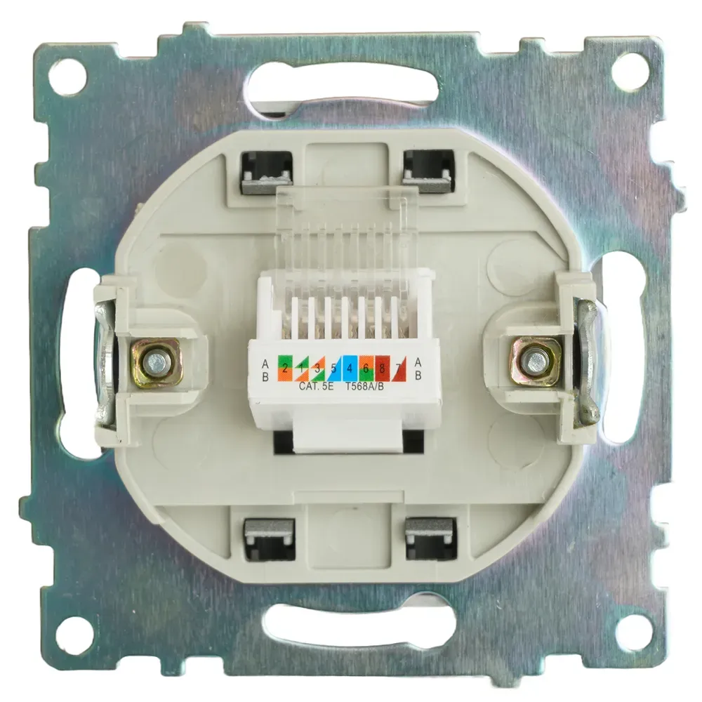 Розетка компьютерная одноместная (механизм) RJ-45 серия Катрин графит STEKKER