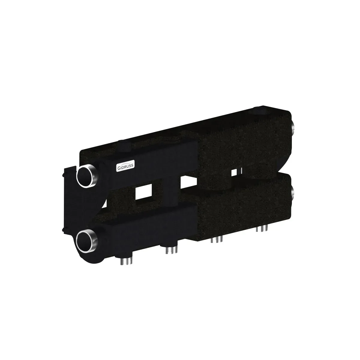 Коллектор модульный MK-100-2.EPP на 2 контура G 1', 2 магистрали G 1 1/4', с термоизоляцией до 100 кВт, черный муар с серебром, ст 09Г2С Gidruss MK 1002T 20