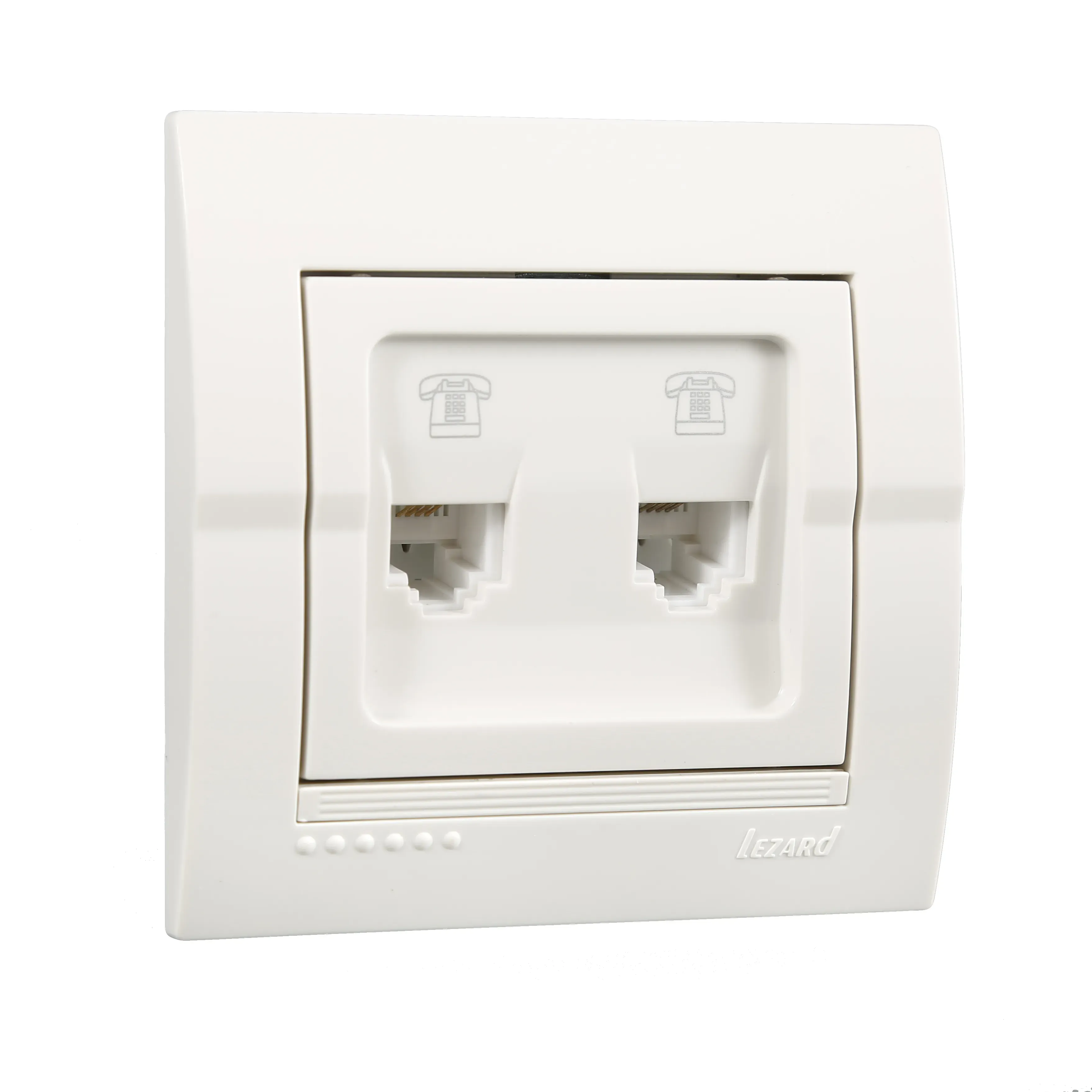 DERIY Розетка RJ11 х2 евро белый LEZARD 702-0202-138