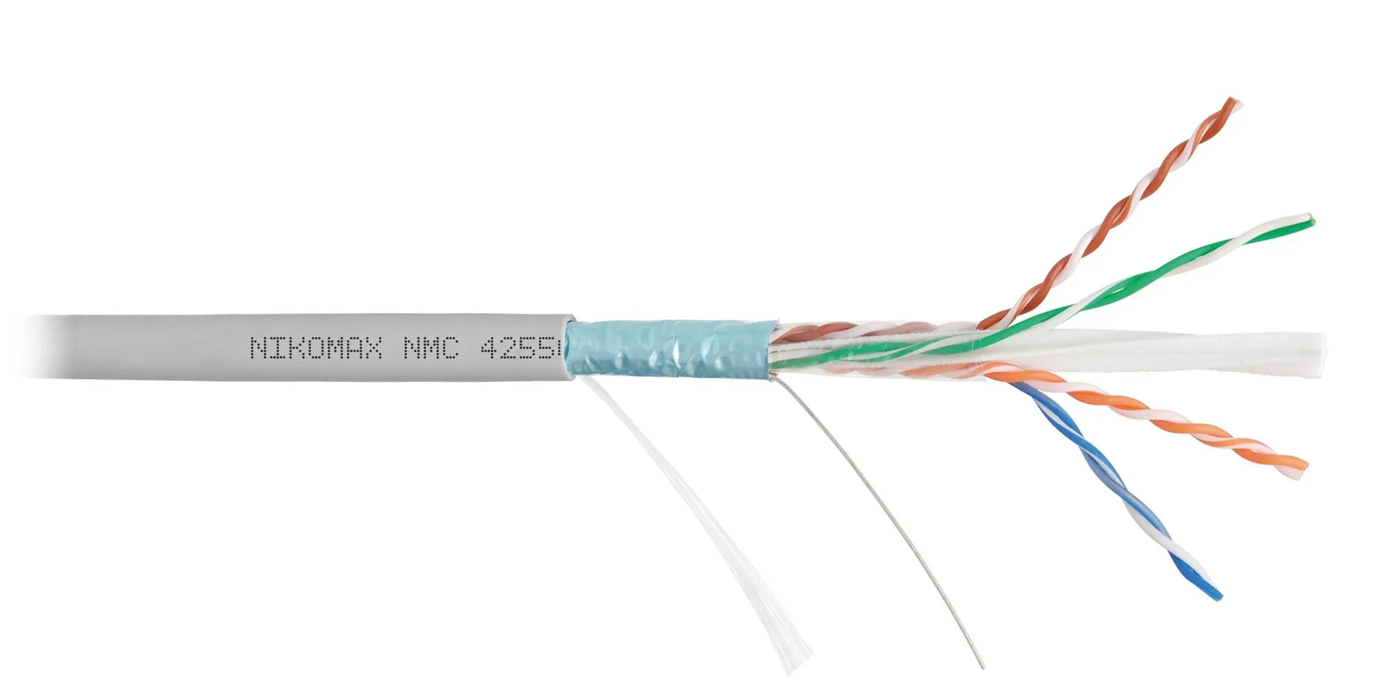 Витая пара F/UTP 4 пары Кат 6a solid BC AWG23 (0.57мм) IN LSZH нг(А)-HF серый 500м