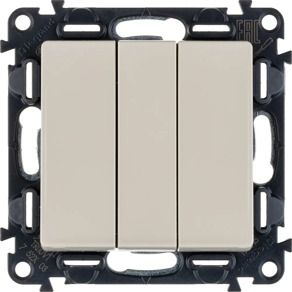 Valena LIFE Выключатель трехклавишный 10АХ 250В с лицевой панелью Винтовые зажимы Слоновая кость LEGRAND 752503