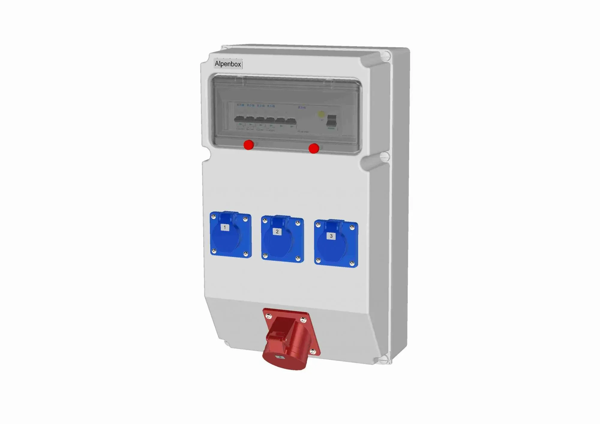 Устройство распределительное 00 3хSHUKO16А250В 1хСЕЕ32А5п с защитой, вход УЗО, 297x504x177, настенное, пластик, IP44 AlpenBox 00-00031728