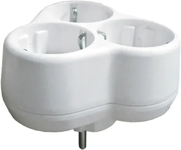 Разветвитель электрический, 3 гнезда, с заземлением 16А  250 В, круглый, белый FIT 83319