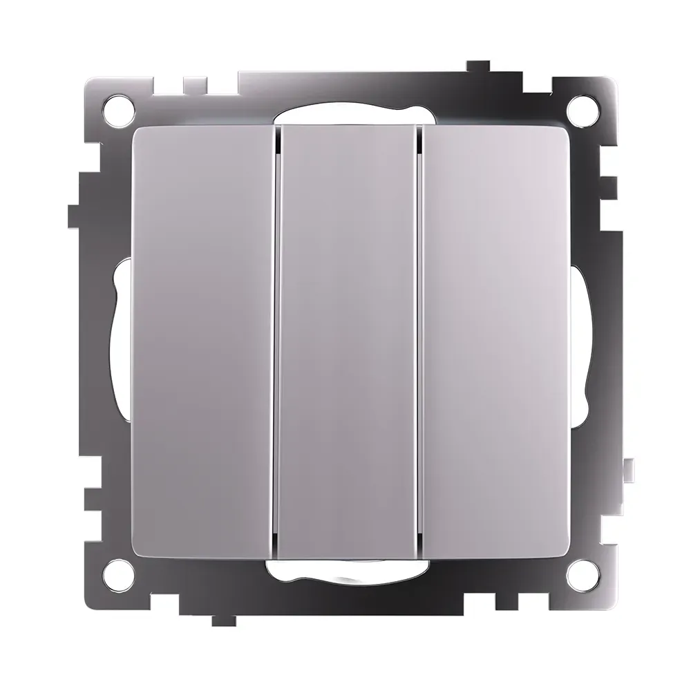 Выключатель трехклавишный (механизм) серия Катрин серебро STEKKER FERON 49173