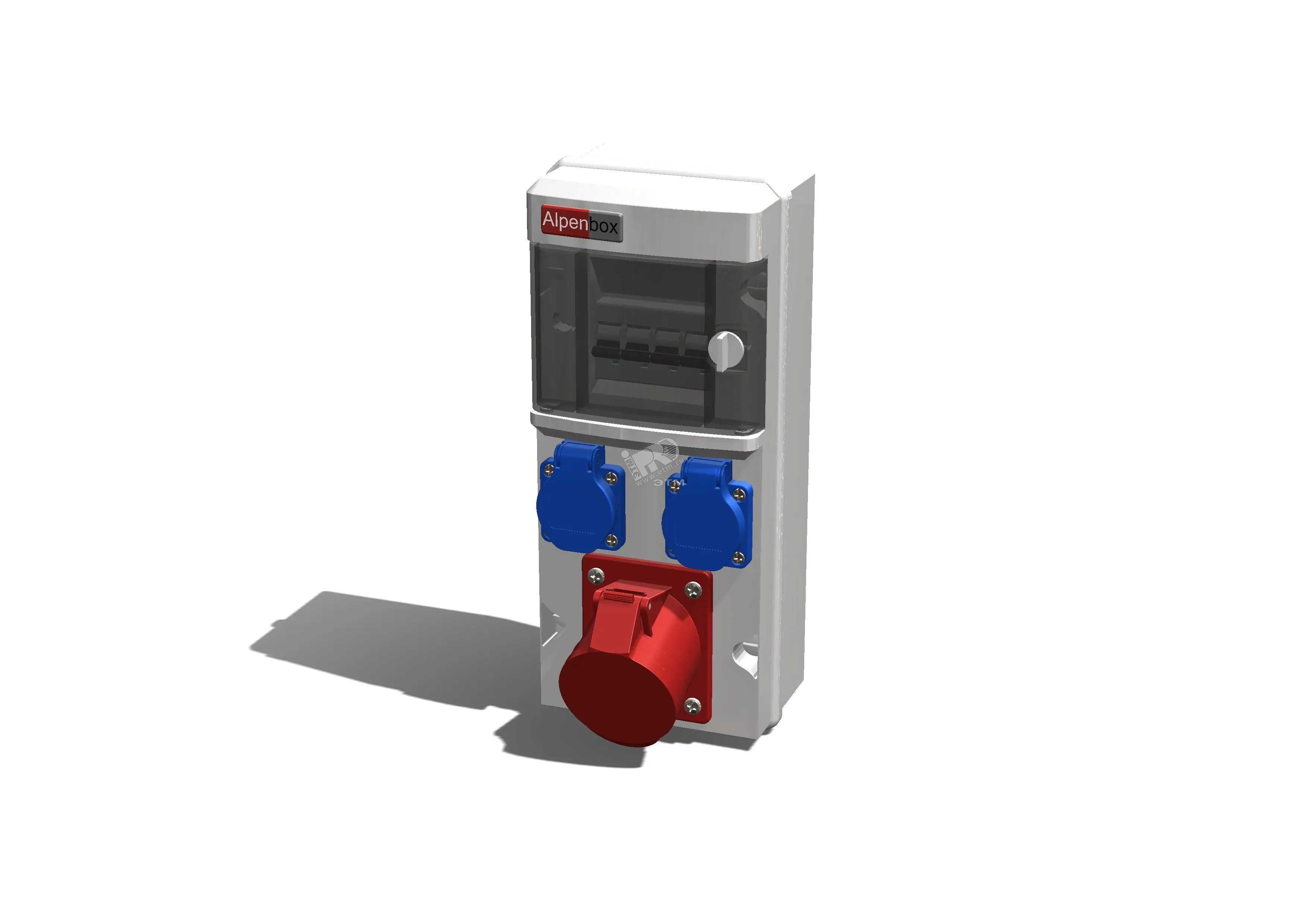 Устройство распределительное настенное пластик IP44 32A корпус 138х330х110 серый AlpenBox 00-00011985