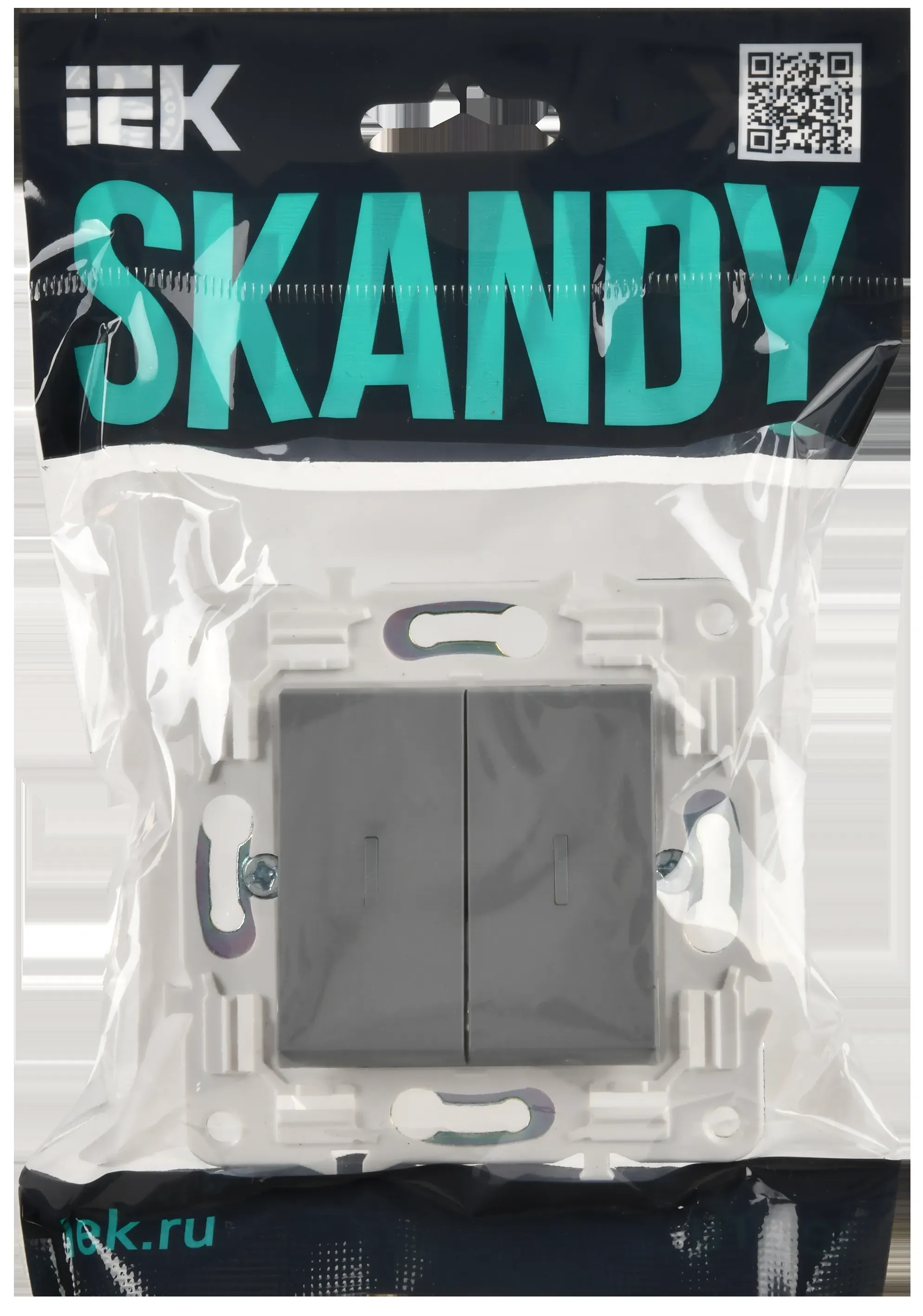 SKANDY Выключатель 2-клавишный проходной с индикацией 10А SK-V10Gr серый IEK