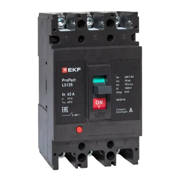 Ls125 18ка 3p 63а propact ekf EKF MCCB-125-18-3-63-LS
