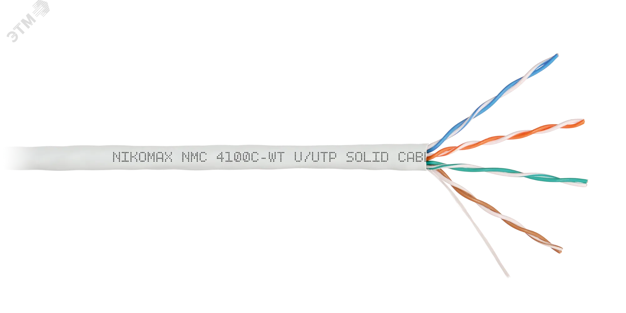 Витая пара U/UTP 4 пары Кат 5e solid BC AWG24 (0.51мм) IN LSZH нг(А)-HF белый 305м