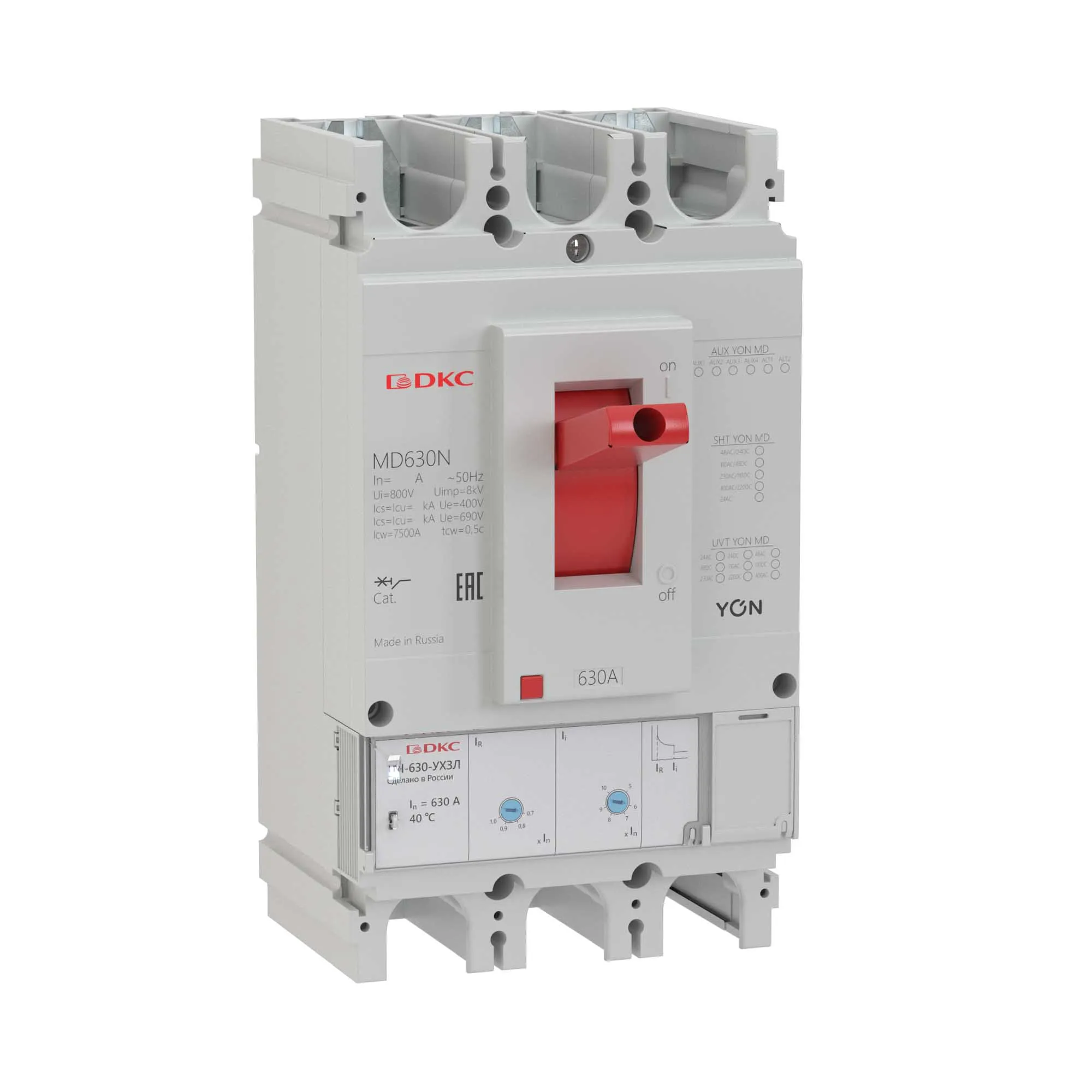 Выключатель автоматический в литом корпусе yon md630n-tm400 3p 400а 40ka ir 0.7...1xin ii 5...10xin ДКС MD630N-TM400