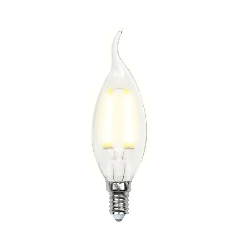 Led-cw35-7,5w/ww/e14/cl gla01tr лампа светодиодная. форма ''свеча на ветру'', прозрачная. серия air. теплый белый свет (3000k). картон. тм UNIEL UL-00003248