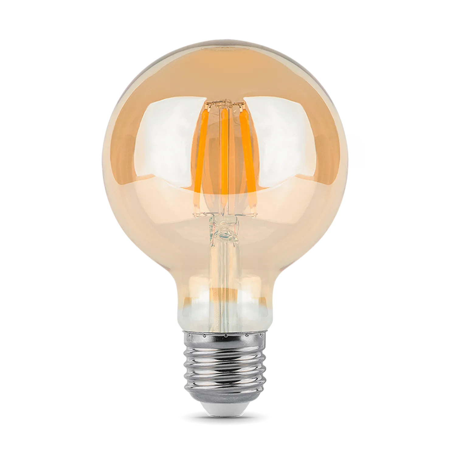 Лампа светодиодная филаментная led 6 вт 620 лм 2400к ac185-265в e27 шар g95 теплая золотистая колба диммируемая black filament gauss GAUSS 105802006-D