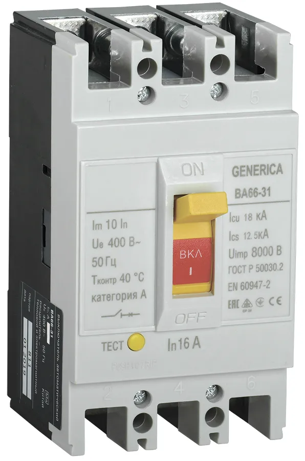 Выключатель автоматический ва66-31 3р 16а 18ка generica IEK SAV10-3-0016-G