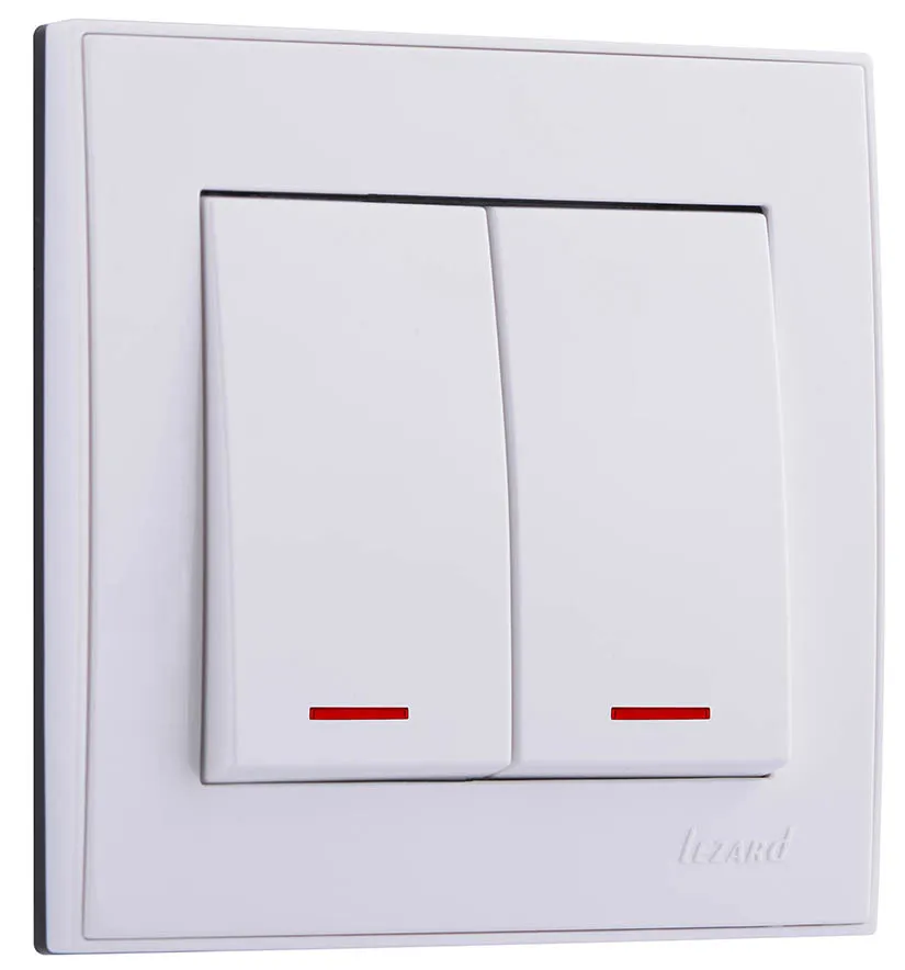 Выключатель RAIN двойной с подсветкой белый Lezard 703-0202-112