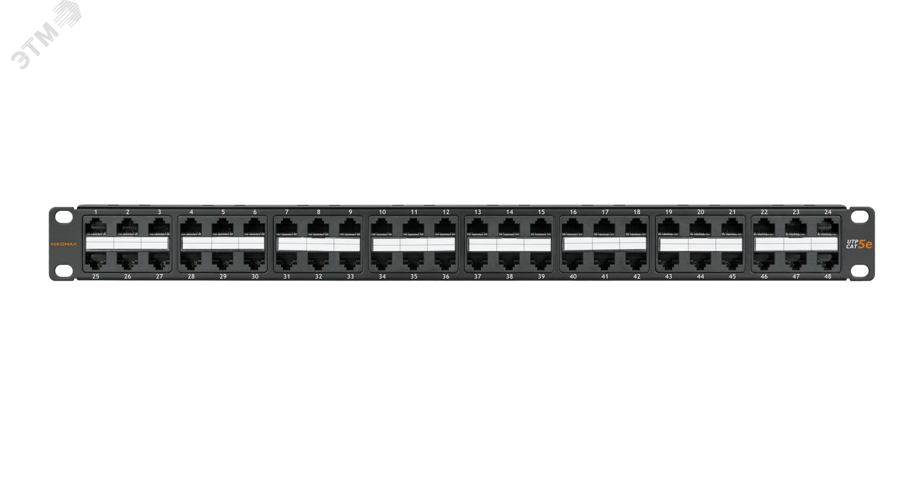 Патч-панель 19'' 2U 48 портов Кат 5e RJ45/8P8C UTP черная