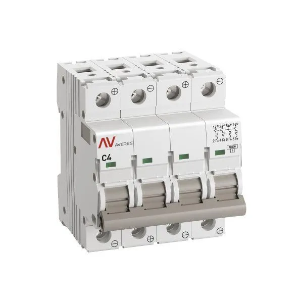 Выключатель автоматический av-10 dc 4p 4a (c) 10ka ekf averes EKF MCB10-DC-4-04C-AV