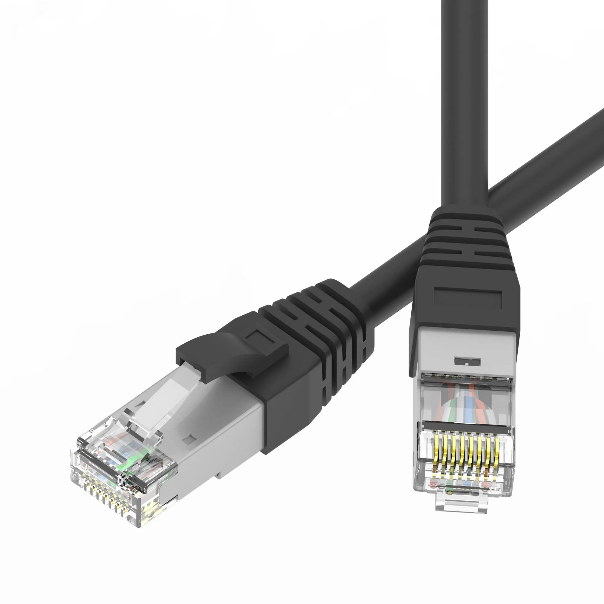 Патч-корд экранированный SLIM CAT6A S/FTP 4х2, 28 AWG, LSZH, чёрный, 0,3м