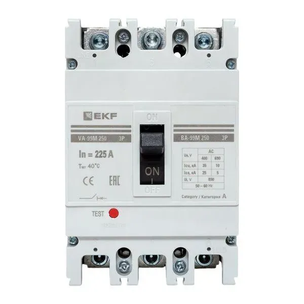 Выключатель автоматический ва-225а 25ка ва-99m/250 3 полюса EKF MCCB99-250-225M