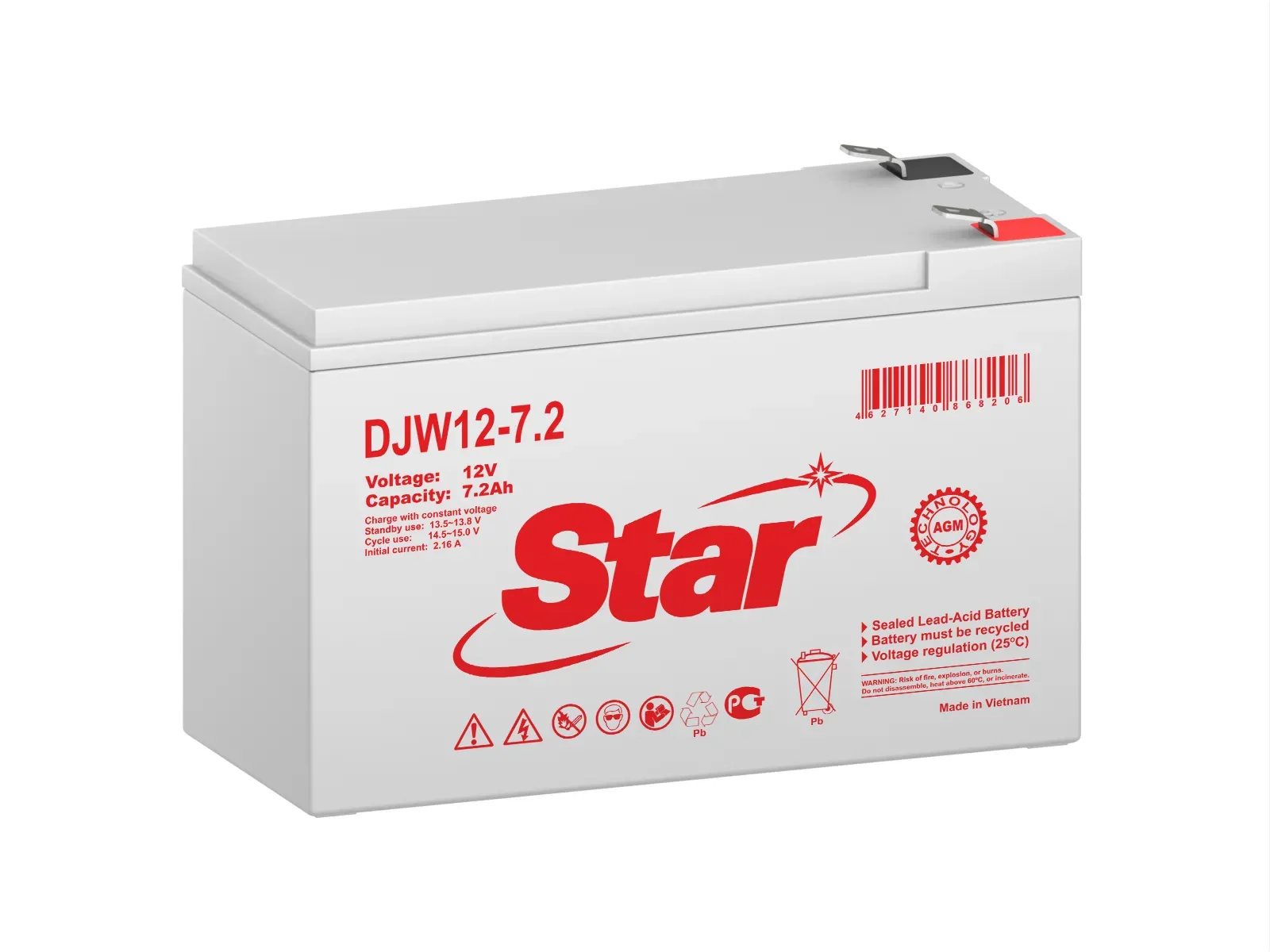 Аккумуляторная батарея DJW 12В 7.2Ач STAR STAR DJW12-7.2 STAR