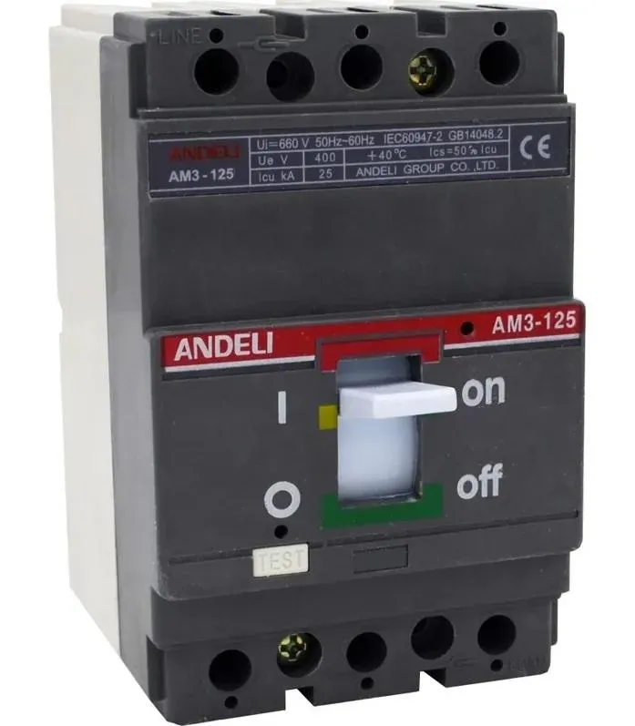Выключатель автоматический am3-125s 3p 125a 25ka ANDELI ADL06-093