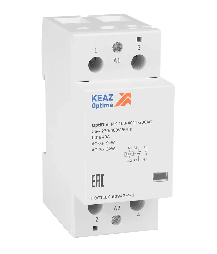 Контактор 230В AC НО НЗ 40А OptiDin MK-100-4011-230AC КЭАЗ Optima (от-ка) 321179
