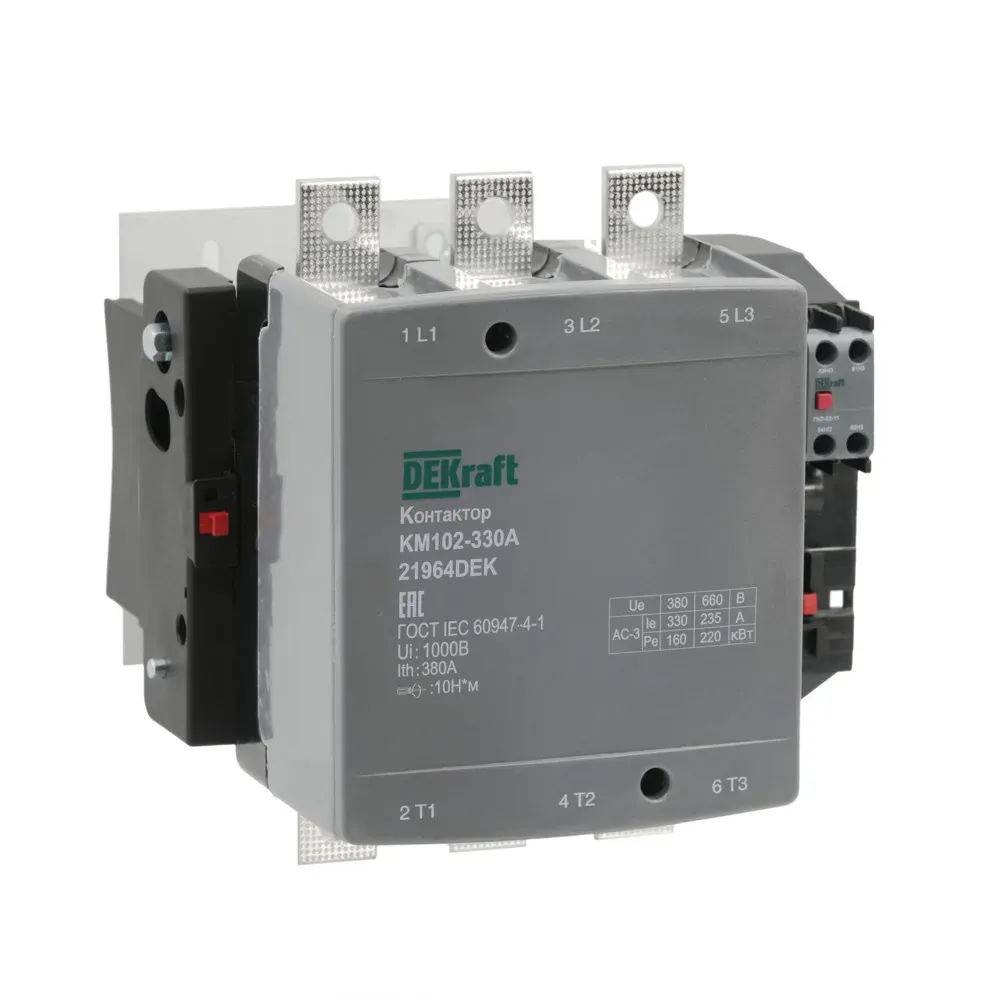 Контактор 330А 220В АС АС3  АС4 1НО+1НЗ КМ-102 SE (Dekraft) 21964DEK