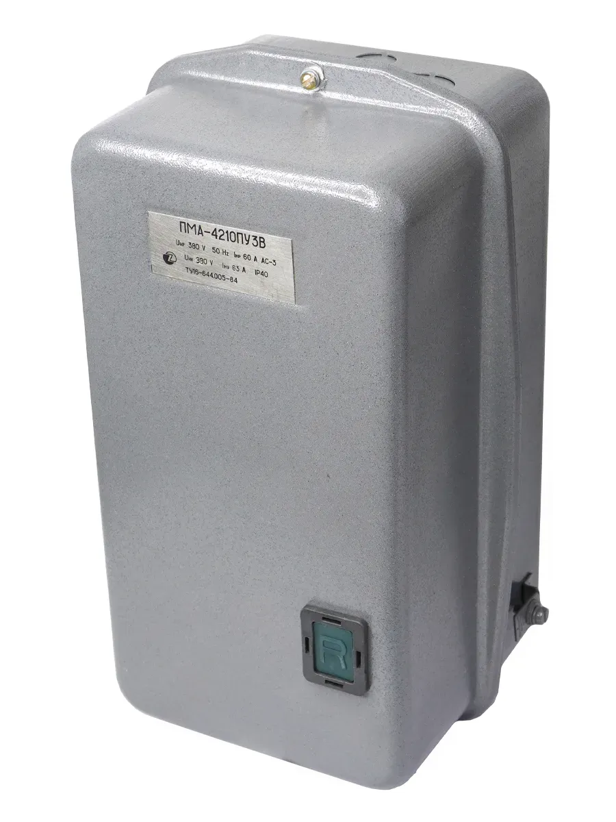 Пускатель электромагнитный ПМА-4210 У3 В, 380В, 2з+2р, 63А, нереверсивный, с реле РТТ-221П 53,5-63,0А, в корпусе IP40, с кнопкой R Электротехник ET003090