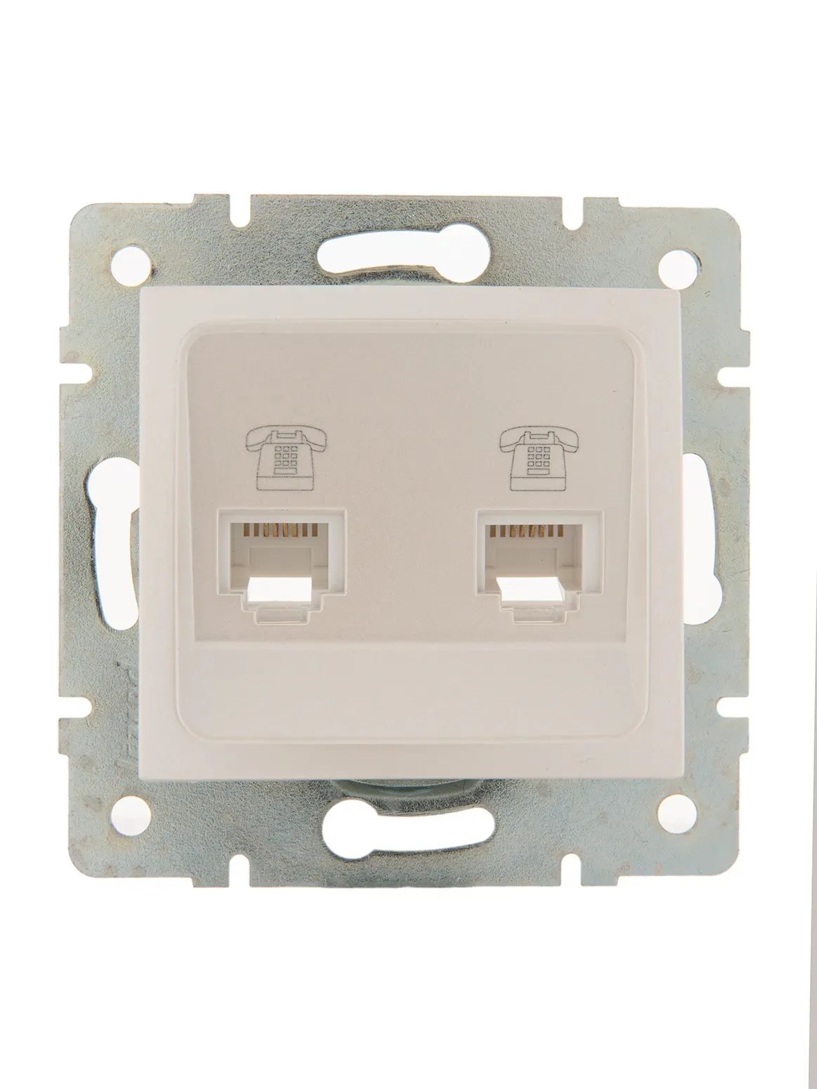 KARINA Розетка телефонная двойная евро жемчужно-белый перламутр (10шт/120шт) Lezard 707-3088-138