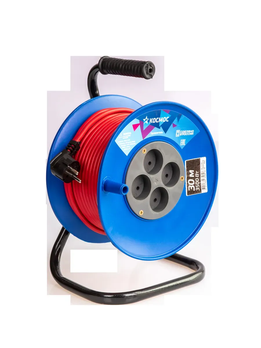 Удлинитель КОСМОС катушка 16А 4 гн ПВС 2*1,5 30м КОСМОС YKKsm30m-4g(16A)