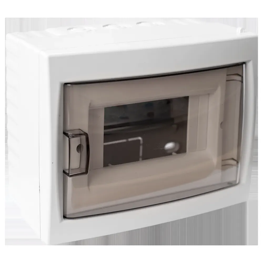 Щит распределительный навесной с 0 шиной 6м пластиковый белый прозрачная дверь БЕЛТИЗ БОКС КНО-6Д