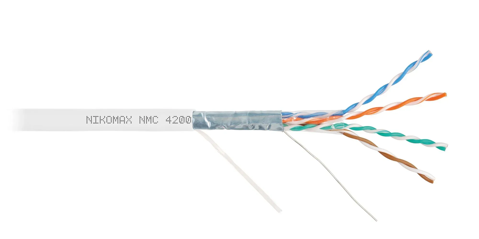 Витая пара F/UTP 4 пары Кат 5e solid BC AWG24 (0.51мм) IN LSZH нг(А)-HF белый 305м